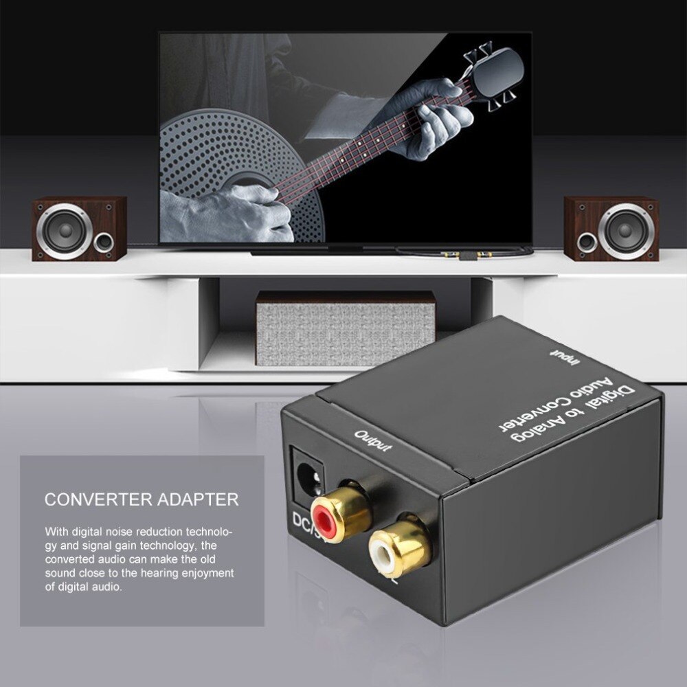 Digital Optical Coaxial Toslink Signal to Analog Audio Converter Adapter RCA Digital To Analog Audio Converter Black