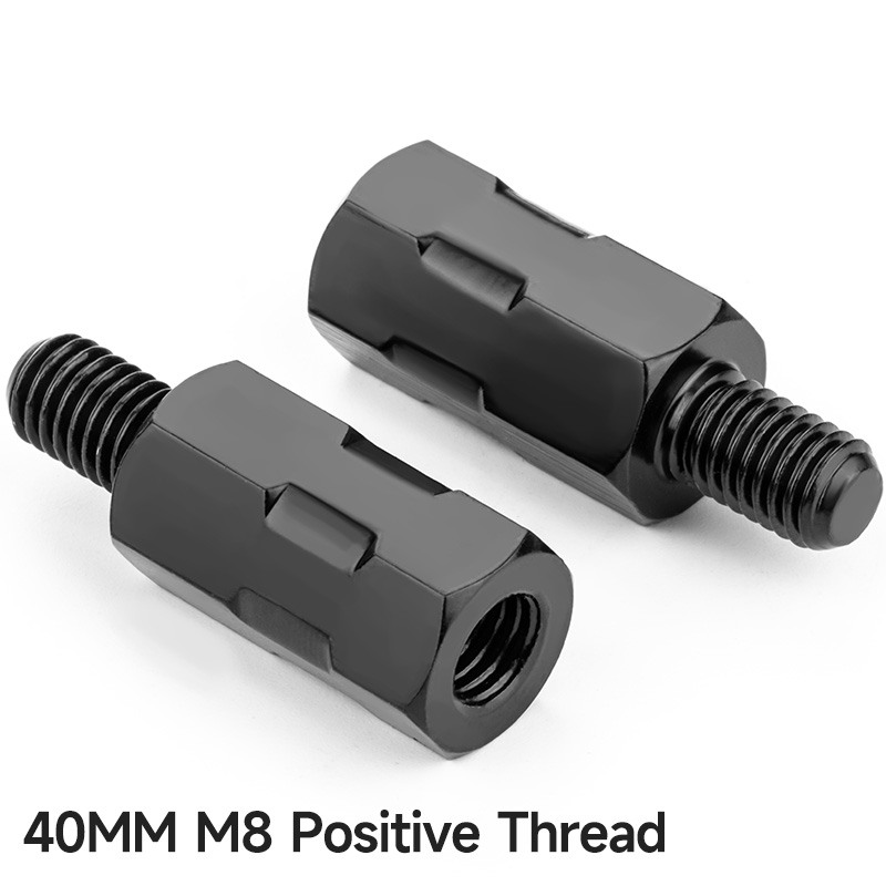 Longer Extension Black Motorcycle Rearview Mirror Adapters M8 8mm M10 10mm Anti clockwise Right Left Hand Thread Changing Screws