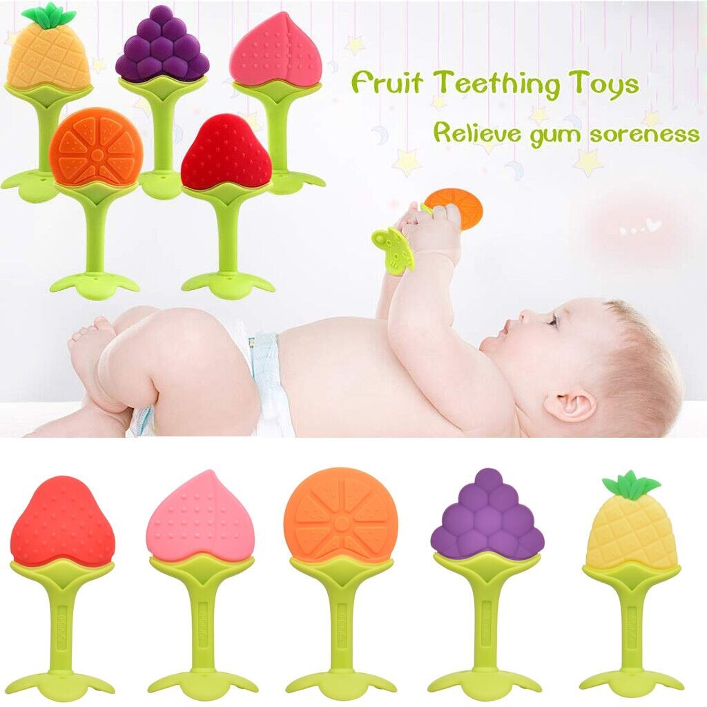 Baby Fruit Bijtring Zachte Siliconen Kinderziektes Speelgoed Baby Interessante Druif Oranje Perzik Tandjes Kauwen Training Speelgoed Voor Peuter # p4