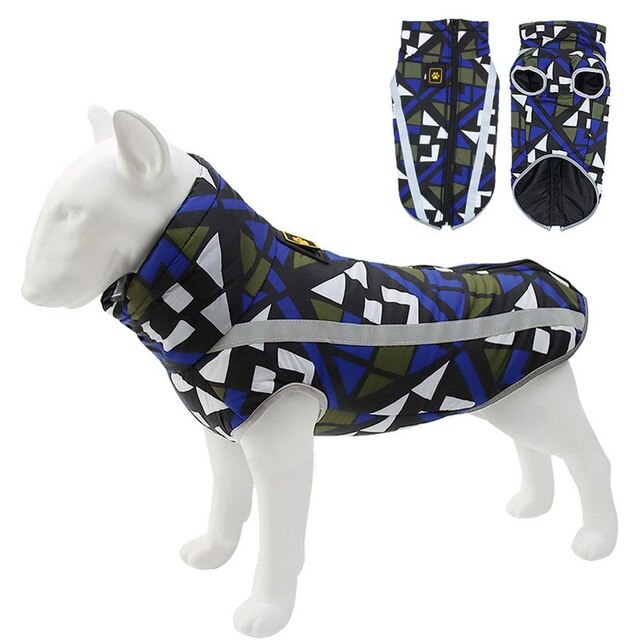 Reflective Strip Dog Coat Jacket Vest for Small Dogs Pets Clothing Cotton Clothes Winter Cosplay Costume Befitting: Blue / 16.5-22.5KG