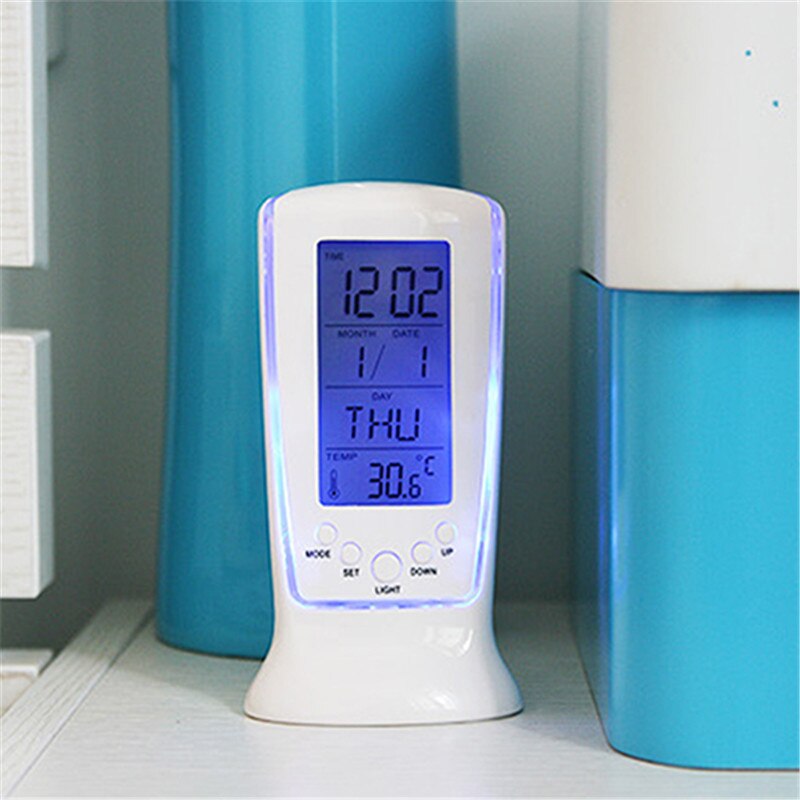 Digitale Kalender Temperatuur Led Digitale Wekker Met Blauwe Achtergrondverlichting Elektronische Kalender Thermometer Led Klok Met Tijd