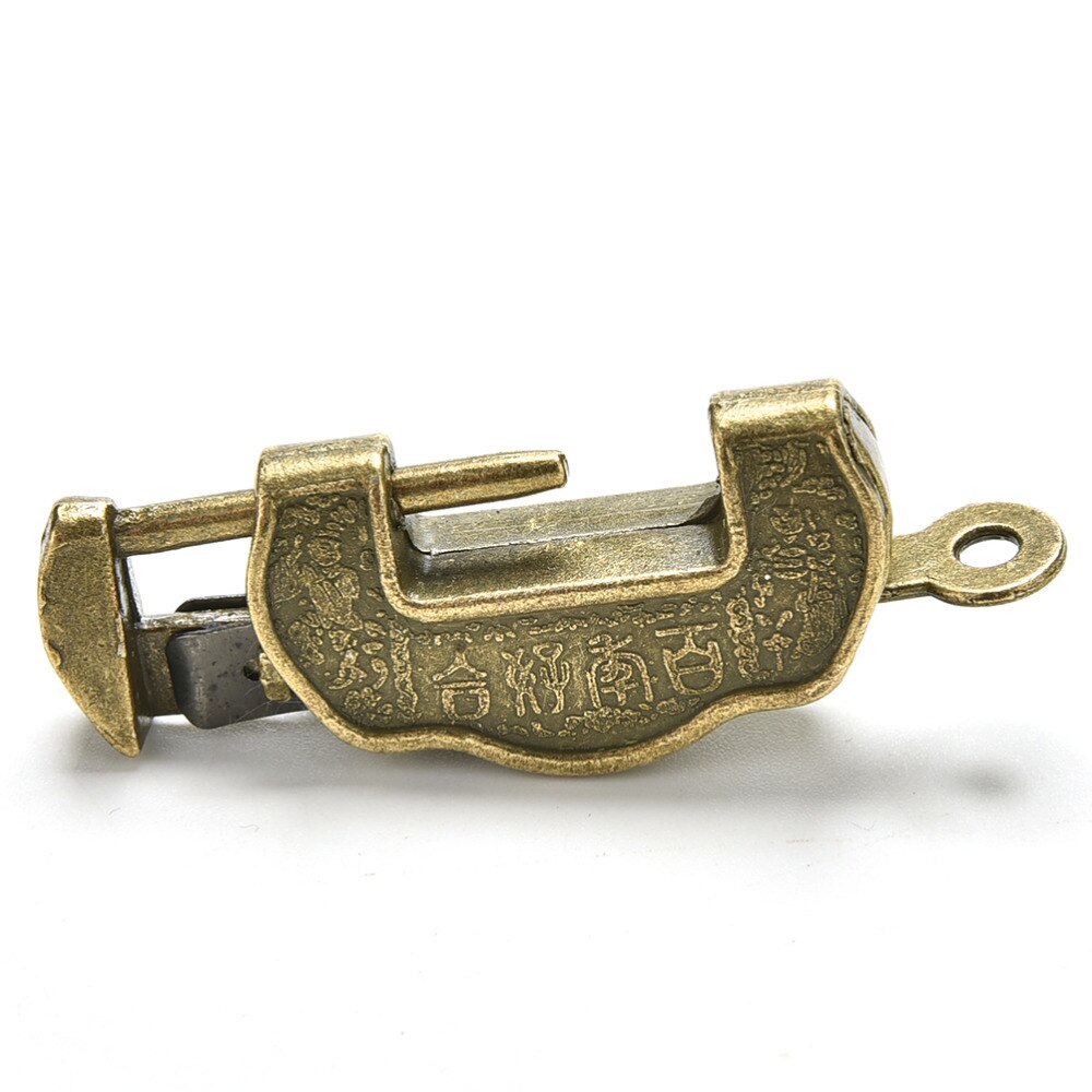 1Pc Archaistic Chinese Vintage Antieke Oude Stijl Lock/Key Uitstekende Messing Gesneden Woord Hangslot