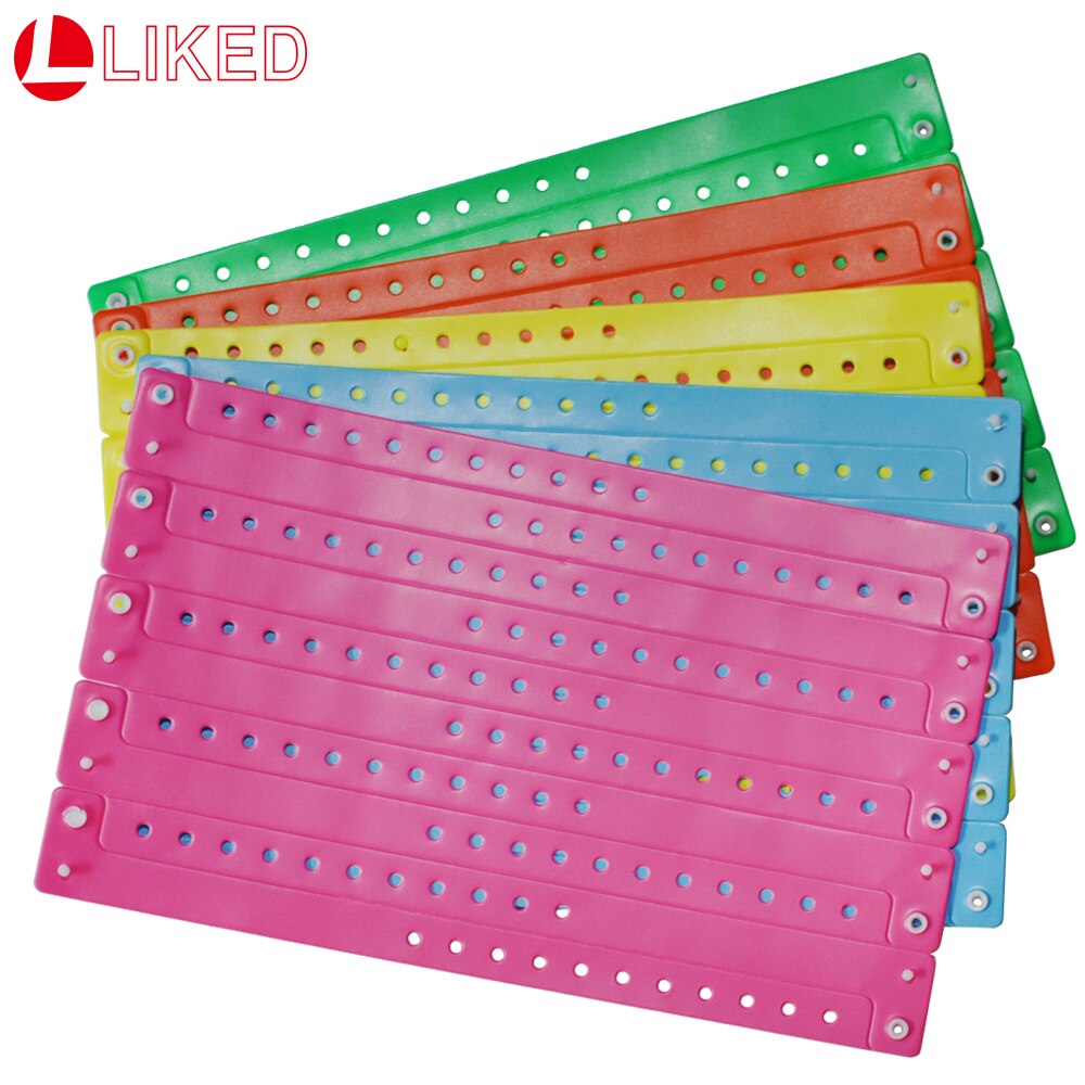 Lyserøde plastikarmbånd  - 100 tæller mere robuste armbånd til festbegivenheder identitetsmærke 16mm x 250mm