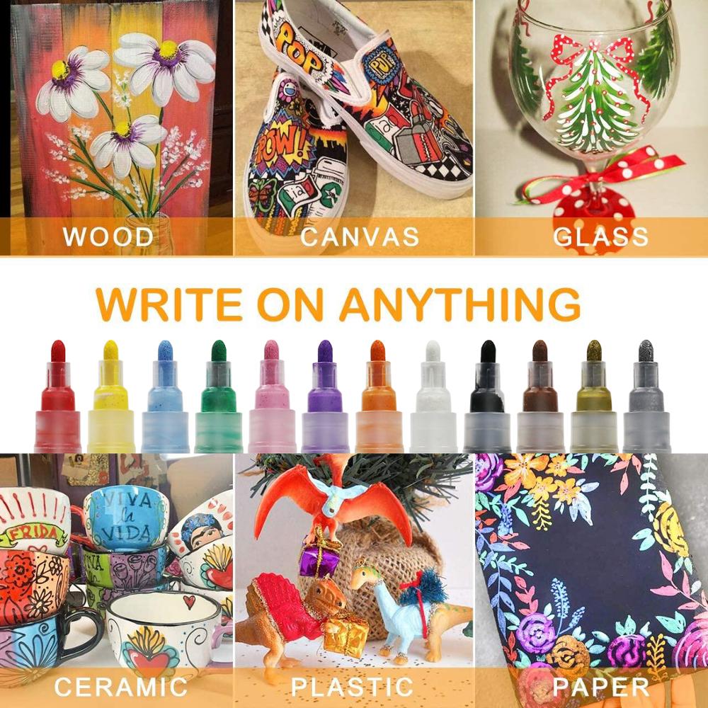 Acryl Malen Marker, 56 Farben extra Feine Punkt Acrylfarbe Stifte einstellen durch Clever Farbe Kunst, dauerhaft Wasser Basierend