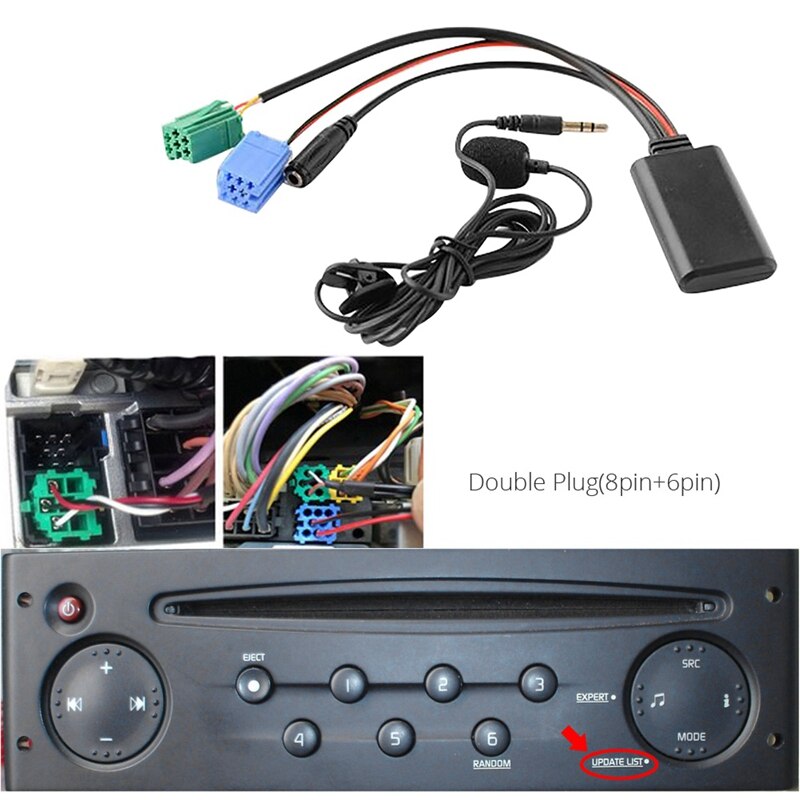 Kit mains libres pour voiture et téléphone portable en bluetooth 5.0, adaptateur d'appel gratuit pour Renault 2005 — avec câble et microphone