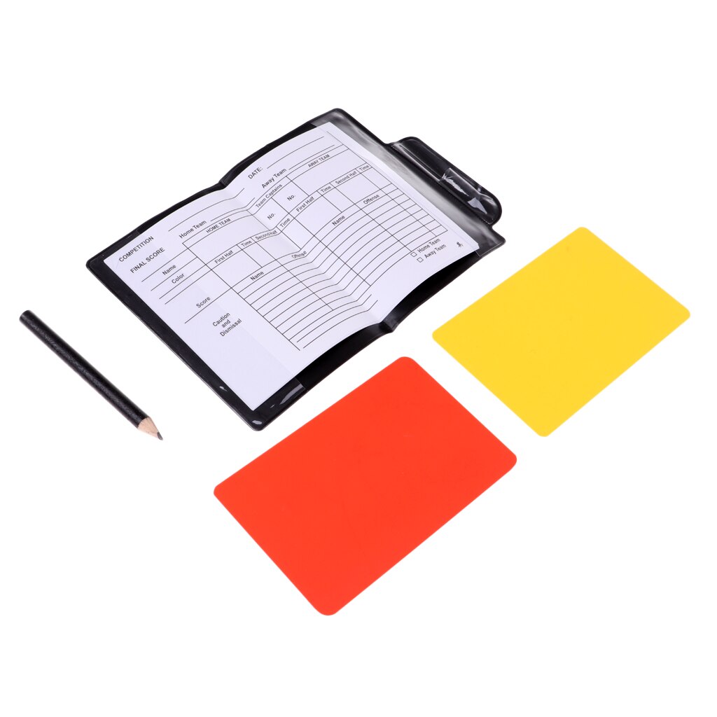 PVC FußBall Schiedsrichter Notizbuch Punktzahl Daten Blatt verrotten Gelb Karte Bleistift FußBall Punktzahl Zubehör einstellen 4,7x3,1 zoll