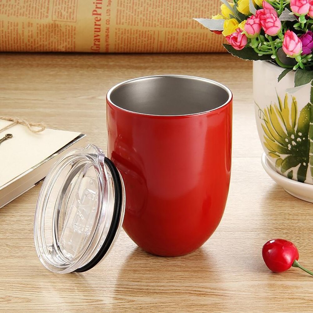 10oz udendørs picnic camping kaffekopper med låg rustfrit stål stammeløs ubrydelig mælkeøl drikke drikke kop tekopper drinkware