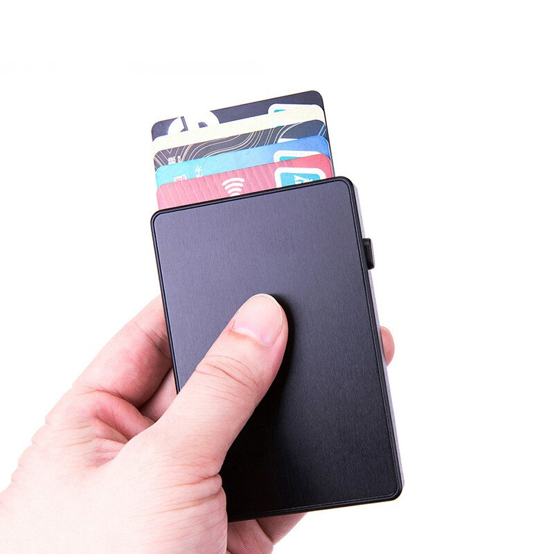 Anti-Diefstal Enkele Doos Smart Wallet Slim Rfid Mode Clutch Pop-Up Drukknop Kaarthouder Naam Kaart case