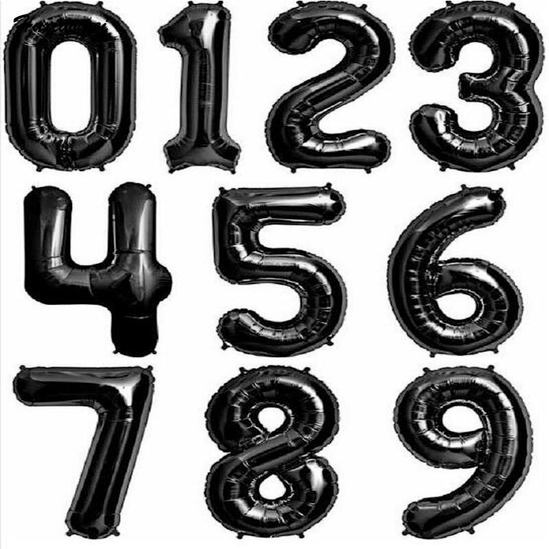 1Pc 40inch Black Number Balloon Digit Aluminum Foil Balloons Birthday Party Decorations Wedding Celebration Supplies