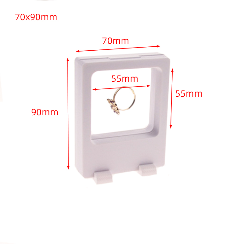 3d flutuante jóias expositor anel pingente titular proteger jóias pedra apresentação caso caixa com corrente titular para dentro: 70x90 White
