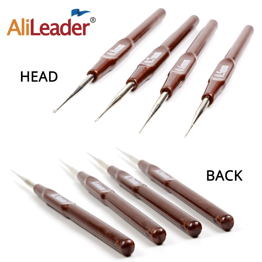 Alileader Haaknaald 0.5 &quot;0.6&quot; 0.7 &quot;0.8Mm Micro Haak Naalden Voor Pruik Maken Gereedschap Aluminium Haak-Naald Voor Haarverlenging Gereedschap