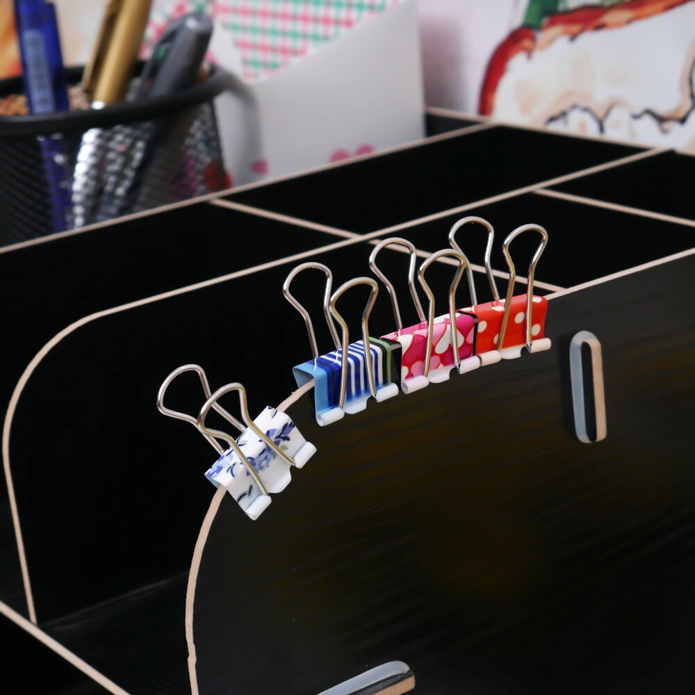 5 sztuk mały rozmiar 38mm drukowane metalowe klipsy robić segregatorów zacisk papieru biuro szkoła wiążące materiały kolor losowo