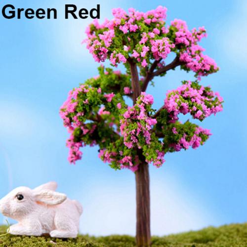Miniature Sakura Plum Blossom/plum/willow/coconut Tree Plants Fairy Garden Accessories Dollhouse Ornament Garden Decoration: Green Red