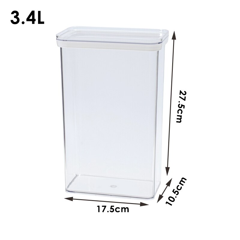 900ml/2.4L/3.4L Clear Food Storage Containers Large Capacity Airtight Kitchen Canisters Dry Food Storage Jars Pantry Organizer: L 3400ML