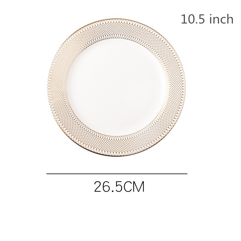 European Style Gold Side Steak plates Retro Tableware Western food plates Dessert Tray Kitchen Dinner Ceramic Pasta plates: A1  10.5 inch