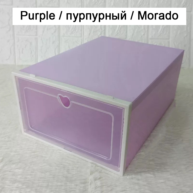 1pc flip skolåda förtjockad genomskinlig skohylla dammtät hopfällbar stapelbar skoorganisator förvaring skoskåp displaylåda: Lila / Kvinnor (32 x 22 x 12.5cm)