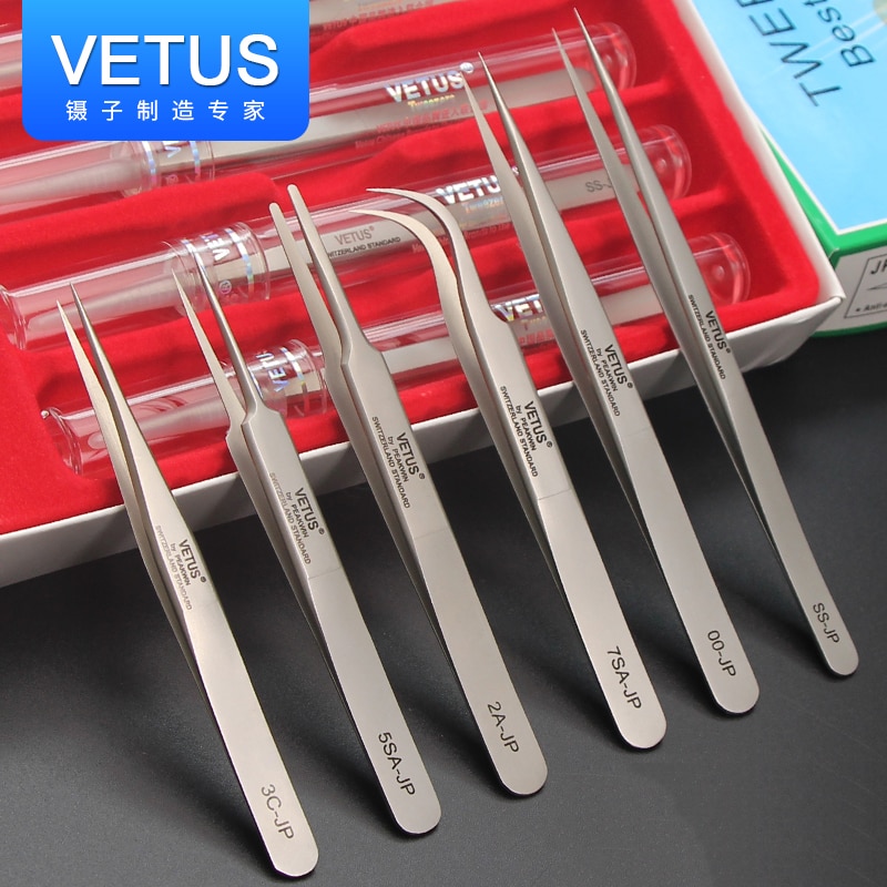 Vetus JP Serie Premium Pincet voor Wimper Extensions Anti-statische Hyperfijne Hoge Precisie Make Pinzas 100% Echte Originele