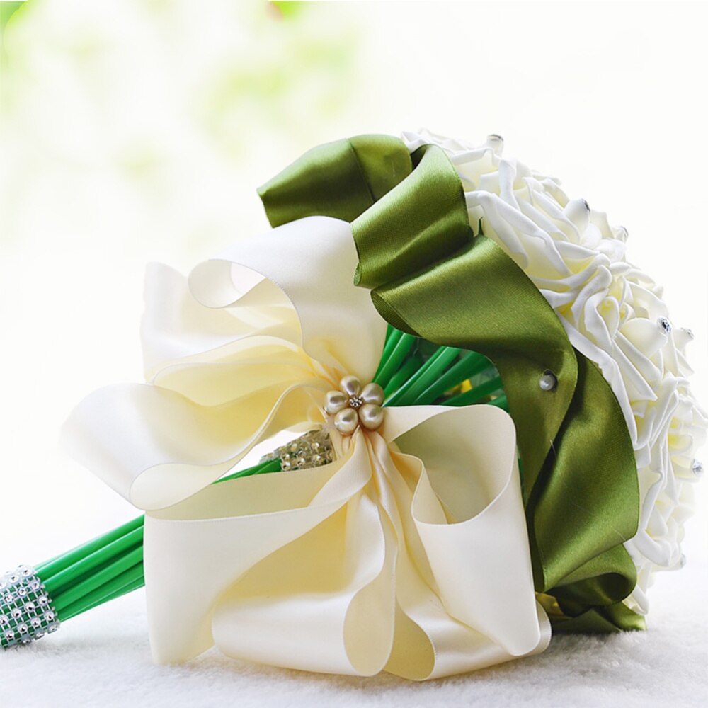 Wedding Bouquet Crystal Roses Bridesmaid Bouquet Silk Bridal Bouquet Artificial Flowers for Wedding Party