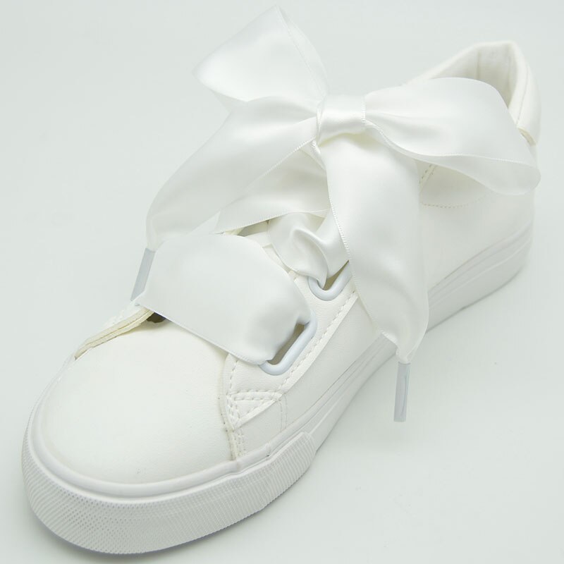 4 cm Verbrede Zijde Satijn Schoenveters Gladde Grote Strik Brede Veters Trend Schoonheid Wit Casual Sneaker Leren Schoenen Veters