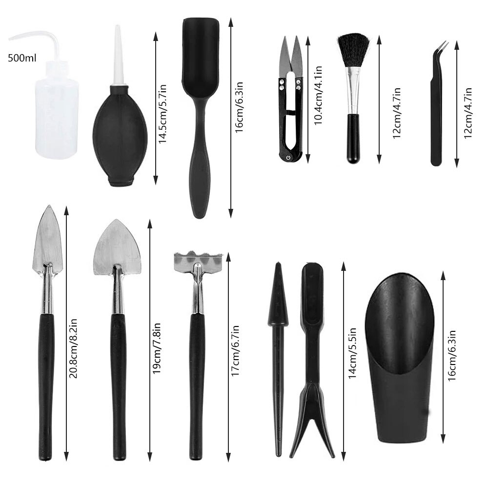 12/13pcs Garden Planter Kit Succulent Plants Tools Mini Garden Hand Tools Set Indoor Bonsai Miniature Transplant Seedling Tool: Without Cushion