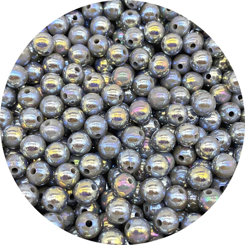 6 8 10mm AB Color Plating Acrylic Beads Loose Spacer Round Garment Jewelry Making DIY #Ro