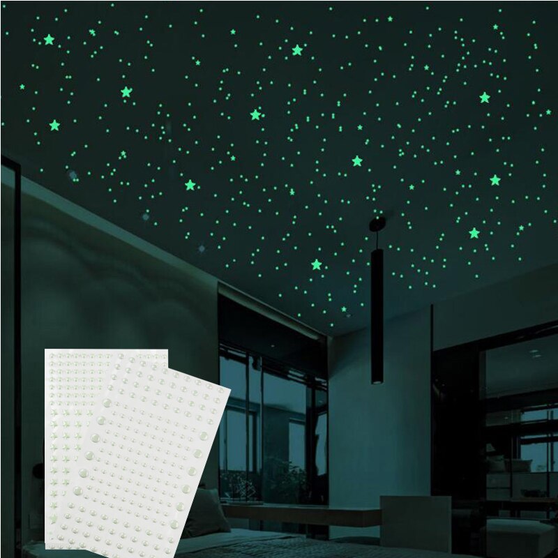 3D Leucht blasiert Sterne Punkt Schneeflocke Zauberstab Aufkleber glühen in das dunkel DIY freundlicher Zimmer Wohnzimmer Aufkleber Fluoreszierende Aufkleber Dekor