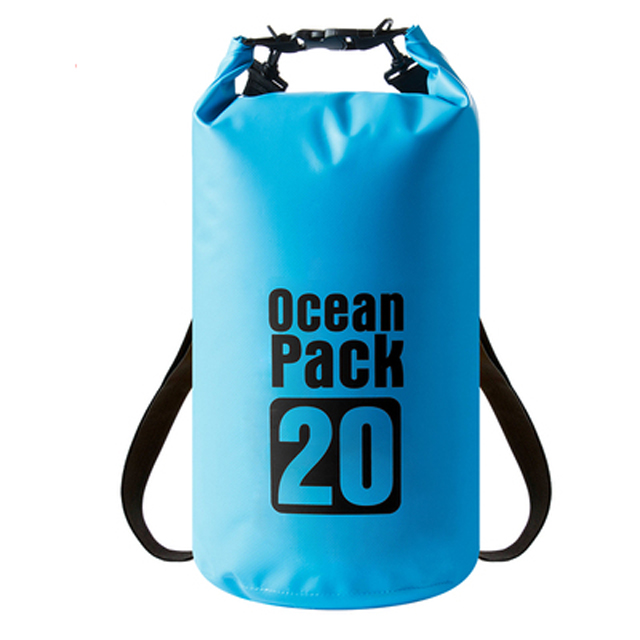 Backpack Surf Waterproof Kayak Bag Swimming Pack Diving Fishing Dry Beach Submersible Case Sports For Bags Pvc Sea Water Drum: Blue / 20L