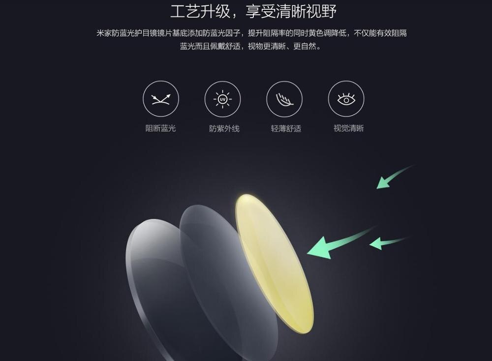 Original Xiaomi Mijia 40% Anti-blue-rays Glasses TR90 Frame Fatigue Proof Eye Protector Goggle For Man Woman Eyeglasses