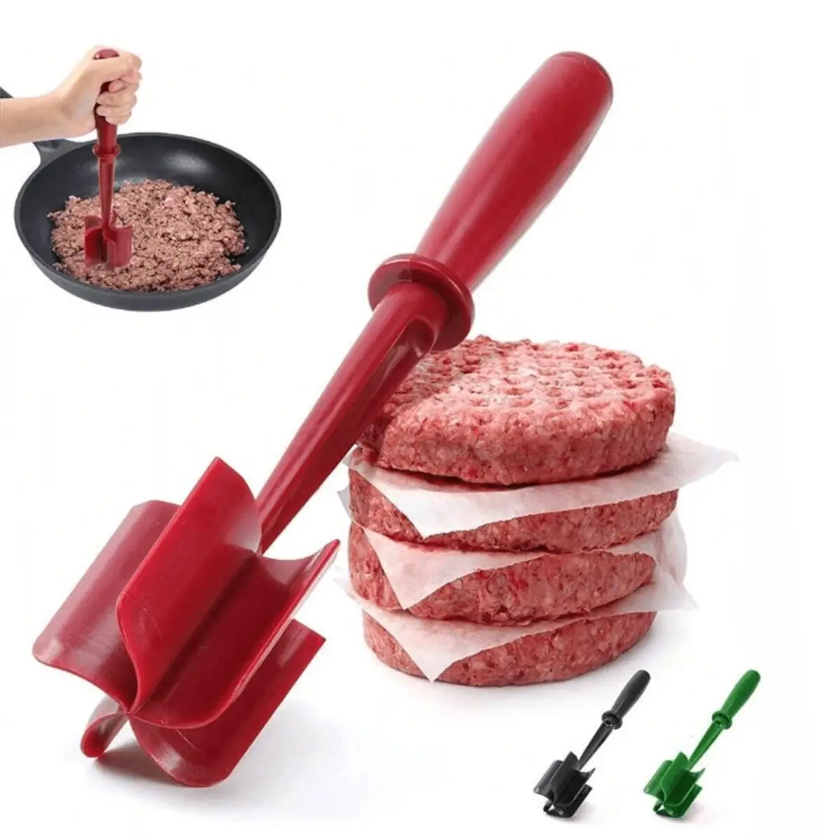 Meat Chopper, Meat Shredder, Heat Resistant Suitable For Hamburger Meat Ground Beef Smasher Kitchen Tools: Red