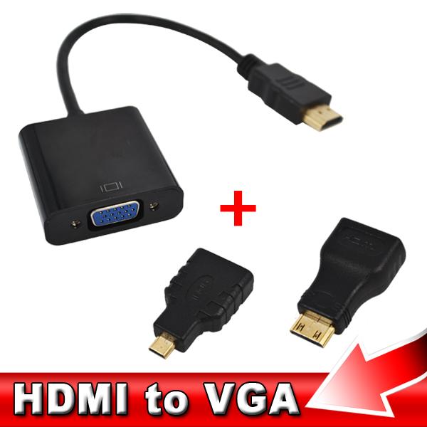 Kebidu 1080P HDMI naar VGA Adapter Micro HDMI Mini HDMI Male Adapter naar VGA Female Converter Voor Xbox 360 PS3 PS4: A