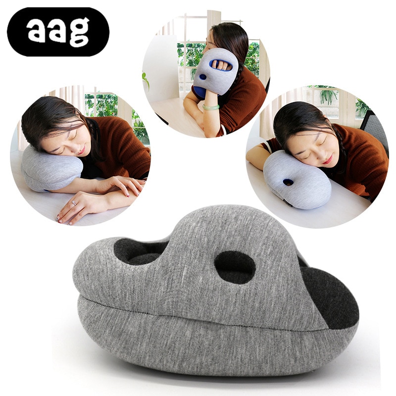 Almohada de viaje AAG para avión, almohada de espuma de mano, accesorios de viaje, 4 colores, almohadas cómodas para dormir, relleno de espuma textil para el hogar