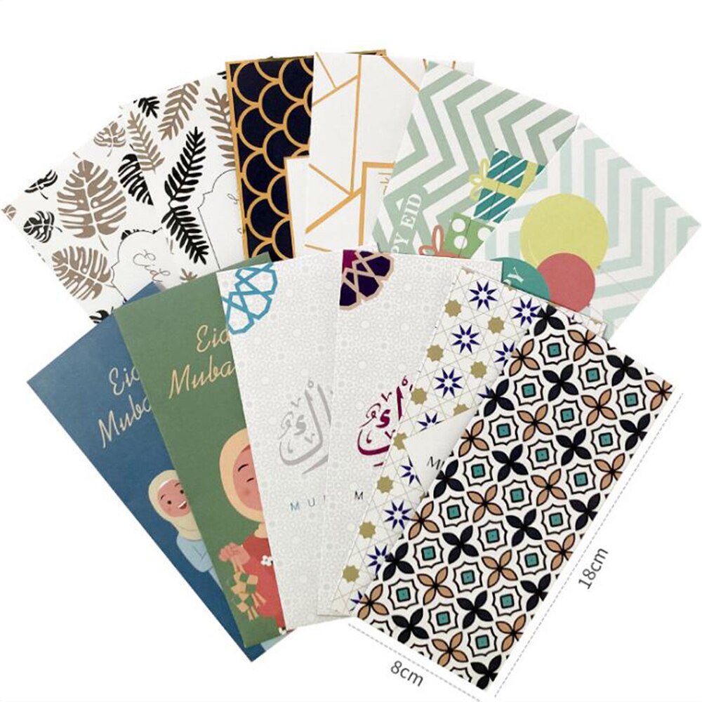 20Pcs Eid Mubarak Uitnodigingskaart Envelop Ramadan Patroon Wenskaart Budget Envelop Tas