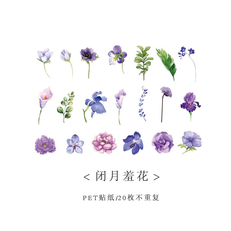 Hand drawn Sticker Aesthetic Flower Decorative Stickers Scrapbooking Stick Label Diary Album Stationery painting Accessories: 2