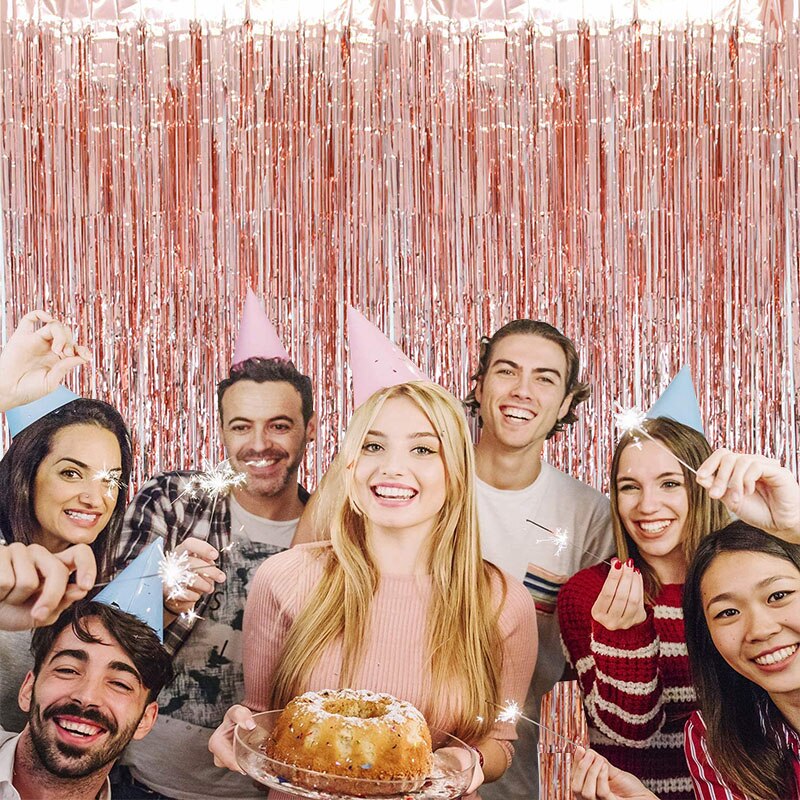 2m*1m Party Backdrop Curtain Metallic Foil Glitter Wall Backdrop Birthday Wedding Party Wall Decoration Photo Zone Backdrop