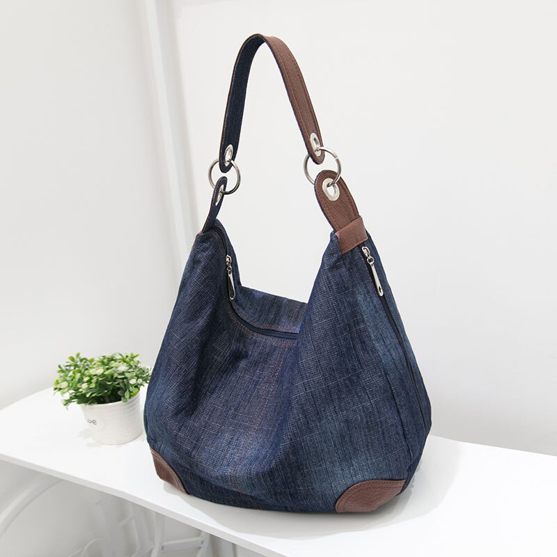 Wallike Denim Handbags Large Women Messenger Bags Purses Jean Bags Women Big Hobos Ladies Travel Hand Bags Tote Cross Body Bag