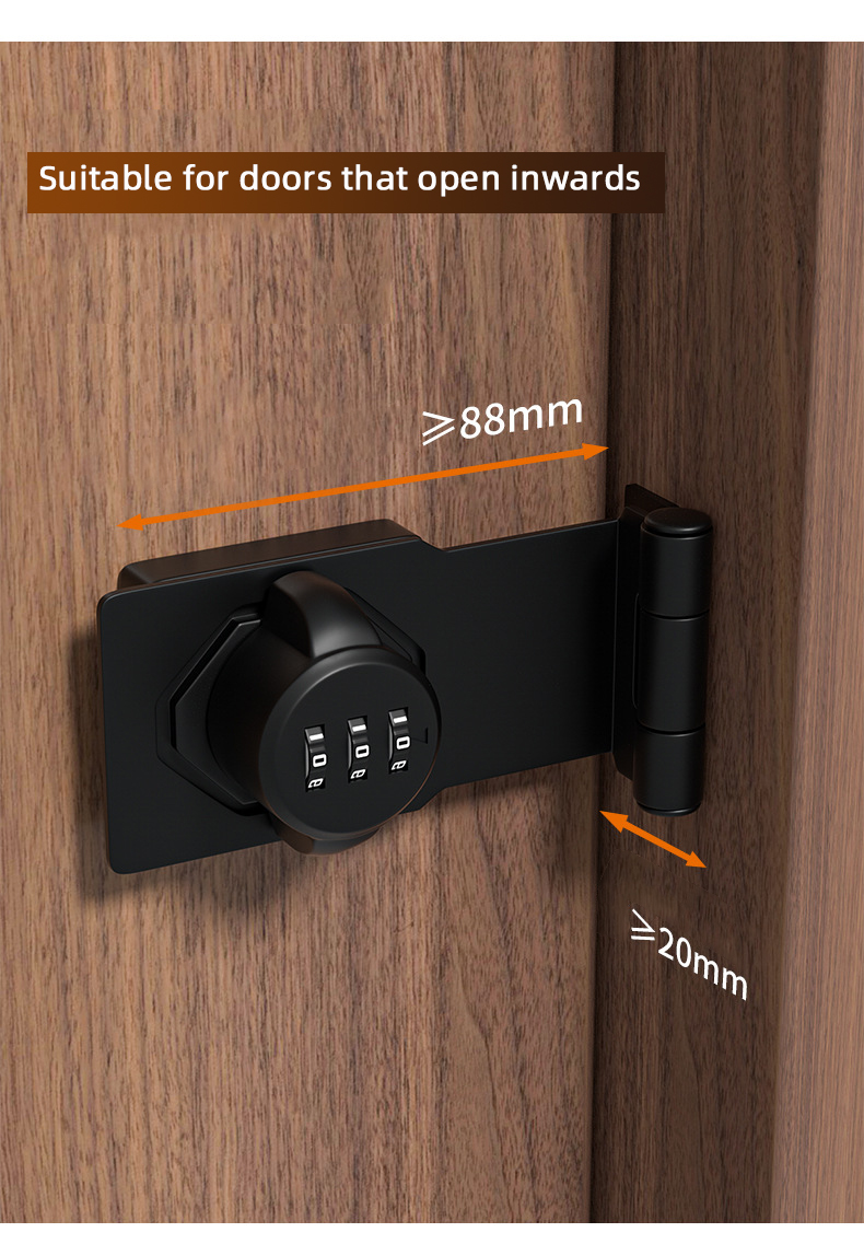 Pestillo de cerradura de combinación de 90 grados, pestillo de puerta, cerradura de puerta corredera, cerradura de puerta abierta, hebilla de puerta de seguridad de habitación