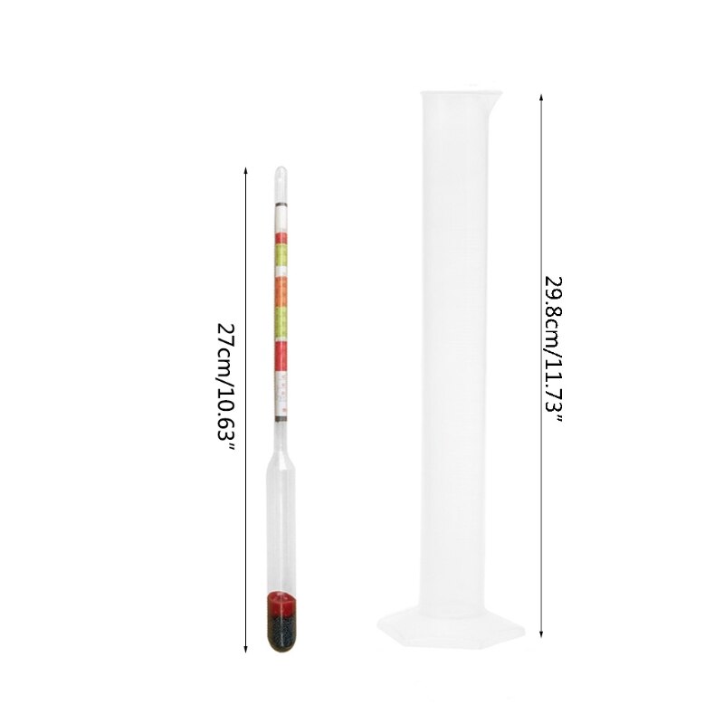 Øl alkoholmåler 0.990-1.160 bærbar 3 in 1 alkoholometer hydrometer glas