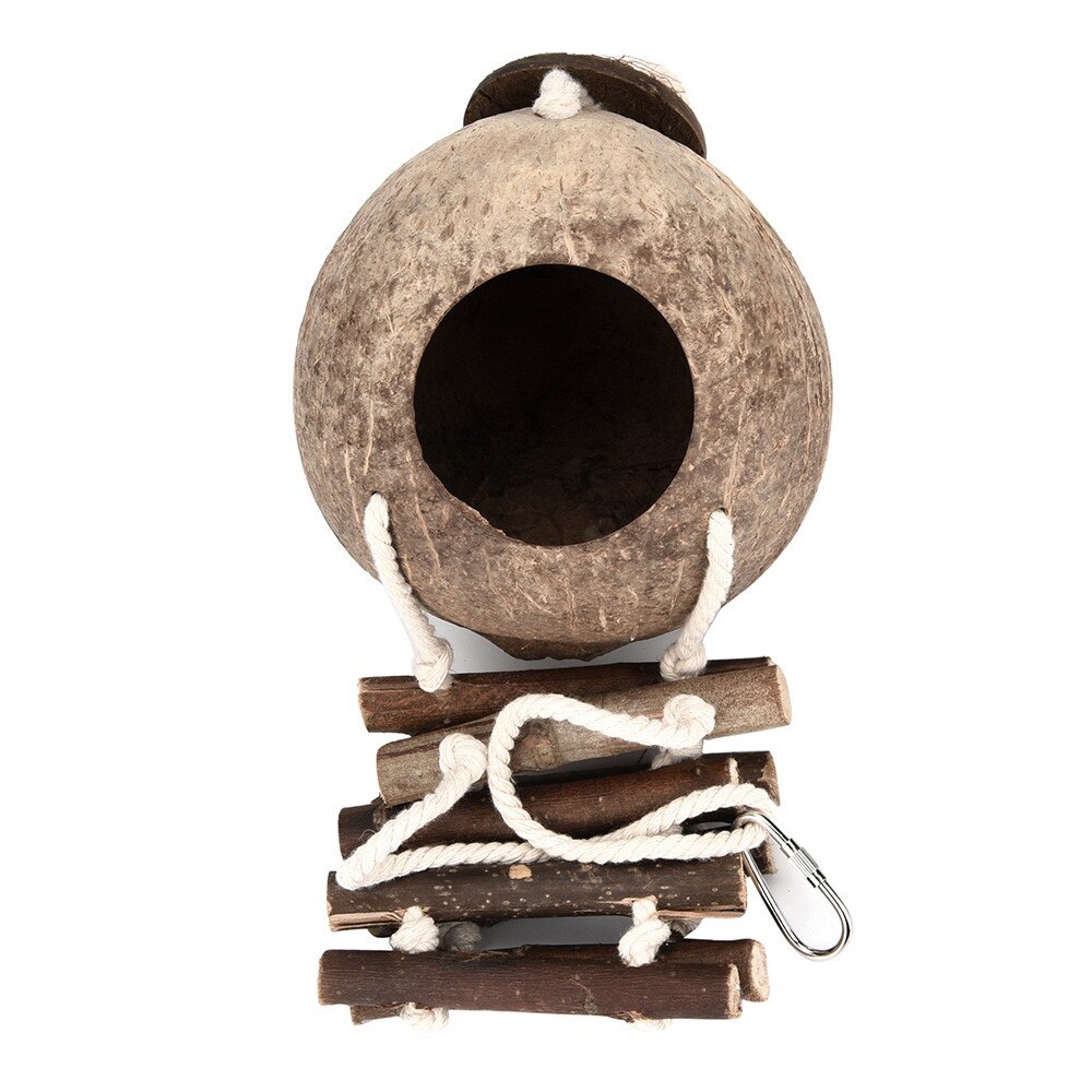 Parrot coconut shell bird nest pet breeding nest with climbing ladder wooden bird ladder swing toy parrot cage bridge toy 20J2