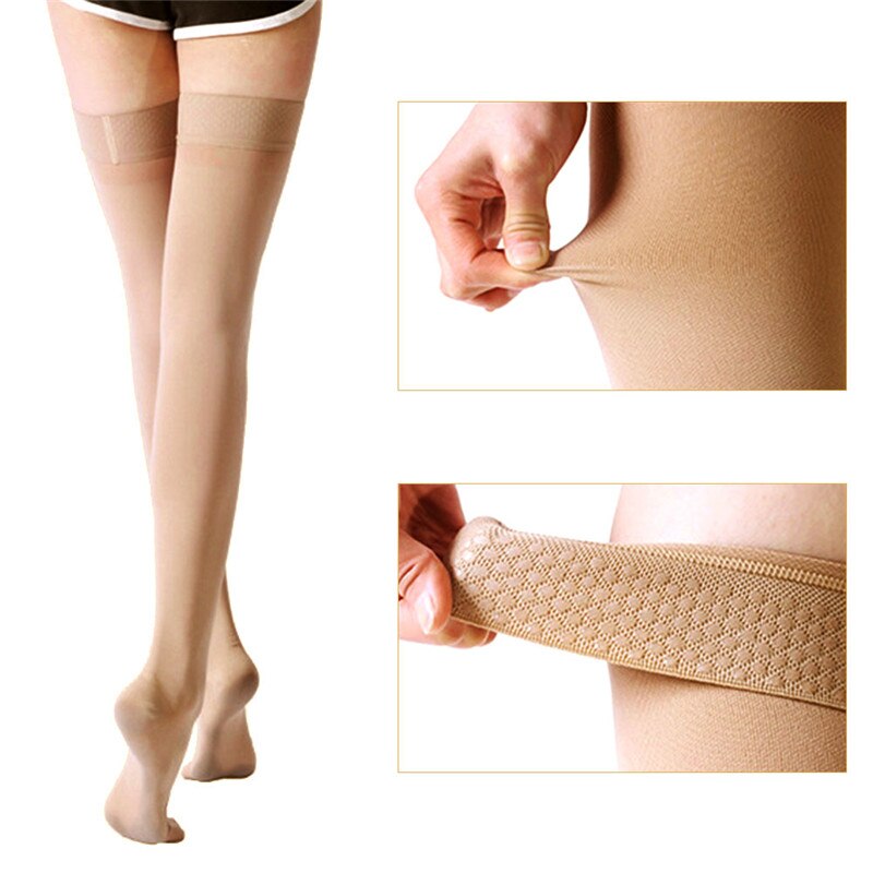 M-XXL Elastic Open Toe Knee High Stockings Calf Compression Stockings Varicose Veins Treat Shaping Graduated Pressure Stockings