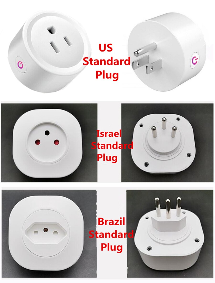 16A EU US Smart Wifi Power Plug with Power Monitor Smart Home Wifi Wireless Socket Outlet Works with Alexa Google Home Tuya App