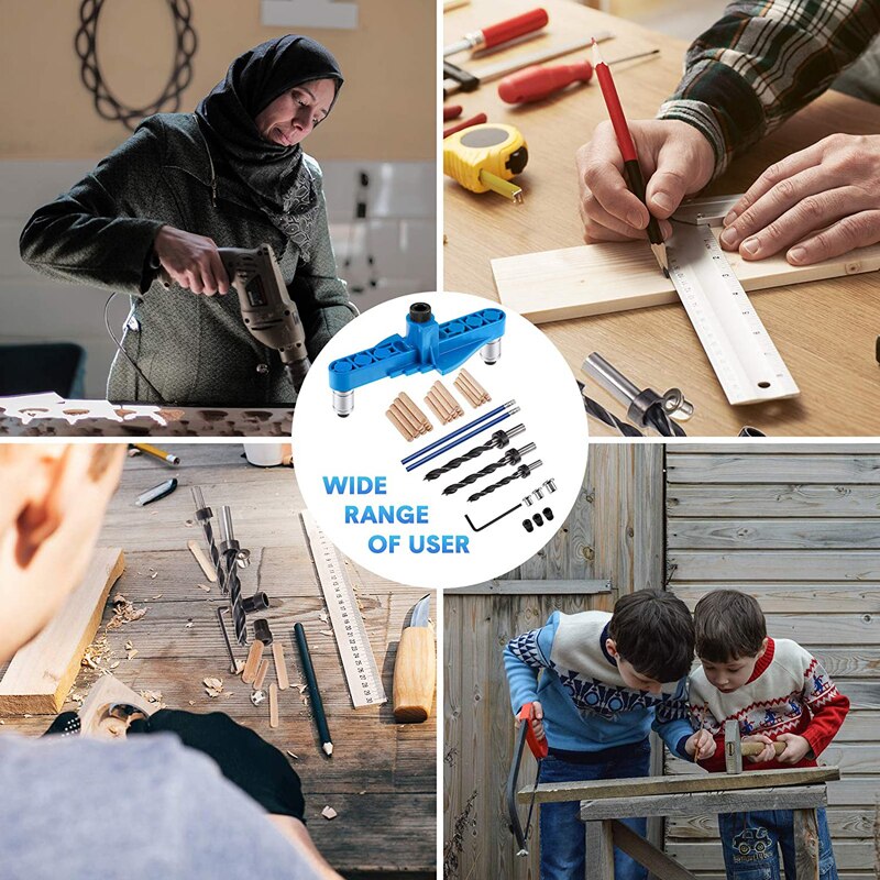 Zelfcentrerende Boren Gids Deuvel Jig Kit Verticale Tool Hout Boor Centrum Kraspen Pocket Gat Houtbewerking 2 In 1 Mouw gereedschap