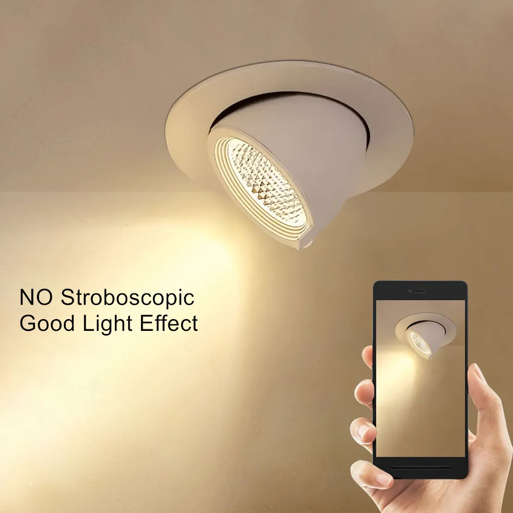 Dimbare led-downlight met 360 draaibare hoeken , 12w 7w 20w inbouwspots,  ac85-265v winkelspots, binnenvitrines