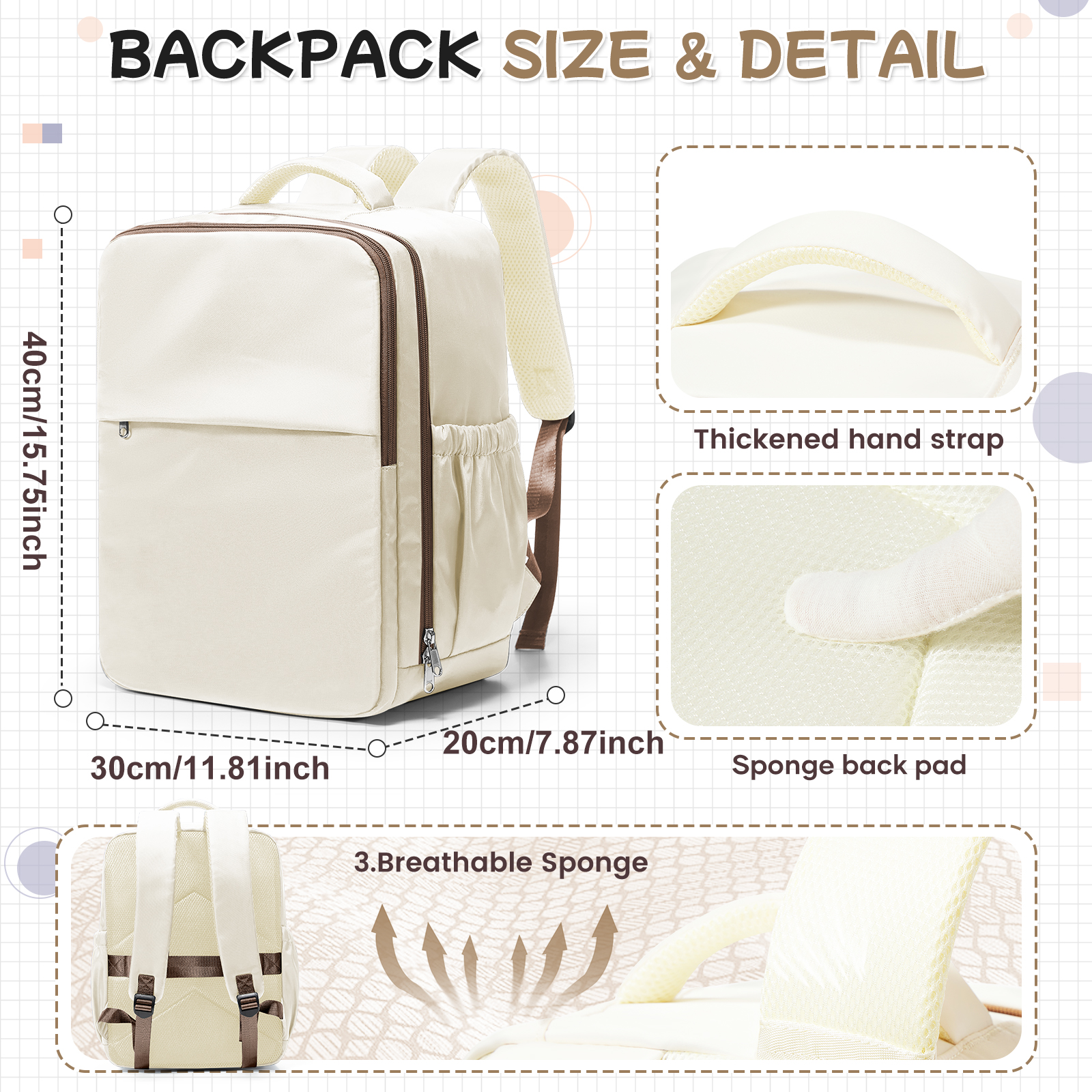 Mochila de viaje para avión de cabina 40x30x20, equipaje de mano, mochila de cabina Wizzair 40x30x20, bolsos de mano para hombres y mujeres, bolsas para ordenador portátil de 15,6 pulgadas
