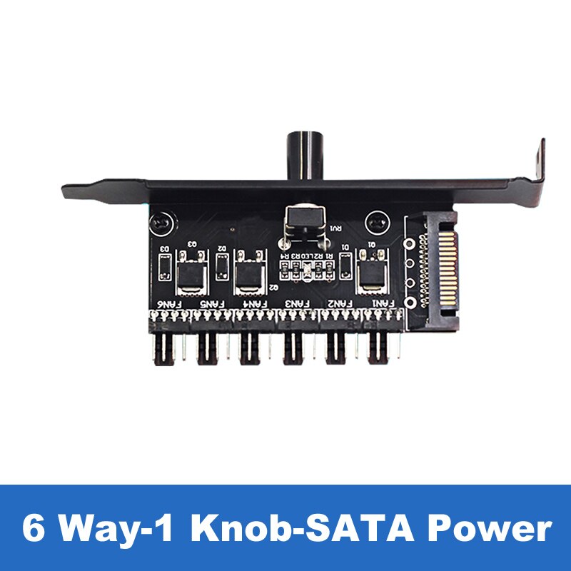 PCI Fan Speed Controller,12V Molex 4pin or SATA Powered 6 8 Fan Hub,PWM 4 pin CPU Radiator 3pin Case Cooler Temperature Control: 6CH 1 Control-SATA