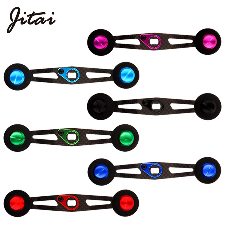 Jitai 8*5/7*4Mm Gat Carbon Visserij-reel Handvat Voor Baitcasting/Spinning Wielen Zwart Eva knoppen Vissen Accessoires Rocker