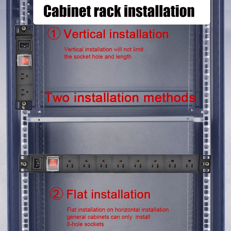 Cabinet 19inch PDU Power Strip Unit C14 Interface 8Ways EU/US/AU/C13/Universal Socket Extension Electrica With Switch