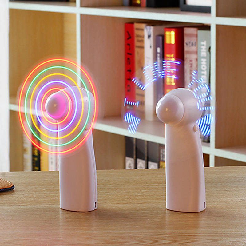 1PC portátil te amo patrón mixto Color LED aire travieso Mini ventilador de mano ventilador luminosa cartas 3 colores