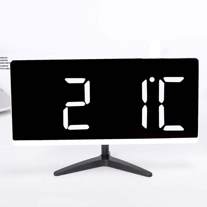 LED Alarm Clock Desk Table Digital Clock Curved LED Screen Alarm Clocks For Kid Bedroom Temperature Snooze Function Home Watch