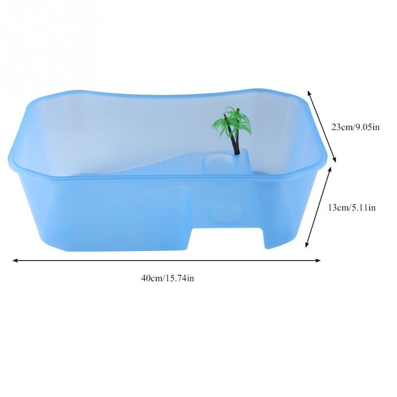 Small Plastic Fish Turtle Tank with Basking Platform House Incubator Box For Fry Isolation Hatchery Reptile Cage Turtle House: Blue