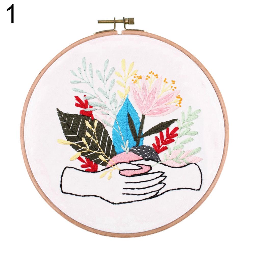 SALES! DIY Flower Hand Letter Pattern Needlework Embroidery Starter Cloth Thread Kit: 1